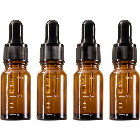 Flaconi con pipetta da 10 ml, flaconi contagocce, flaconi in vetro ambrato con pipette, flacone contagocce per profumo con oli essenziali (con scala graduata) (1/2)