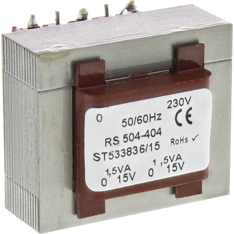 Transformateur pour circuit imprimé, Vin V c.a., Vout 15V c.a., 2 sorties, 3VA ( Prix pour 1 )
