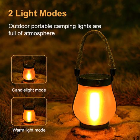 Lanterne solaire camping mat double alimentation USB Type-C IPX4 lampe suspendue corde chanvre décoration jardin extérieur (1/5)