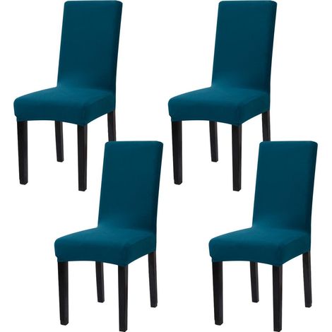 Stuhlhussen 4er Set, Stretch, abnehmbar, waschbar, blau (1/5)