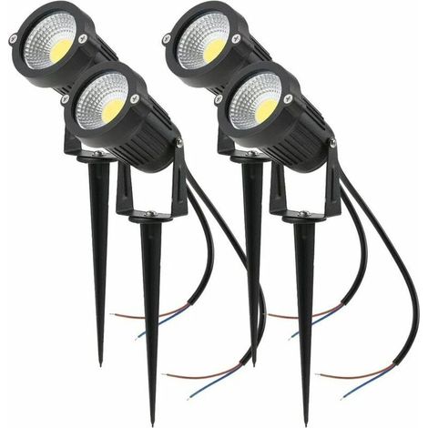 Lot de 4 Spot LED Cob 5W 220V Spots Jardin Orientables avec Piquet Luminaires Extérieur Jardin Terrasse(Blanc Froid) (1/5)