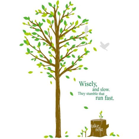 Un lot de stickers muraux motif arbre vert oiseaux Sticker Mural pour Salon chambre bureau Décoration Murale (1/5)