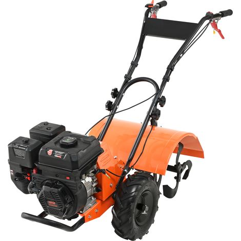 VEVOR Motoculteur Thermique a Moteur Essence 212 CC a 4 Temps avec 4 Dents Arriere Reglables en Acier Grandes Roues Installation Facile Cultivateur de Sol pour Potager Jardiniere Travail du Sol Champs