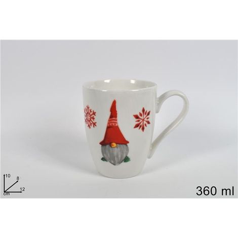 1 Pezzo Tazza Tazzone in Ceramica Latte Natale Natalizio 360 ml