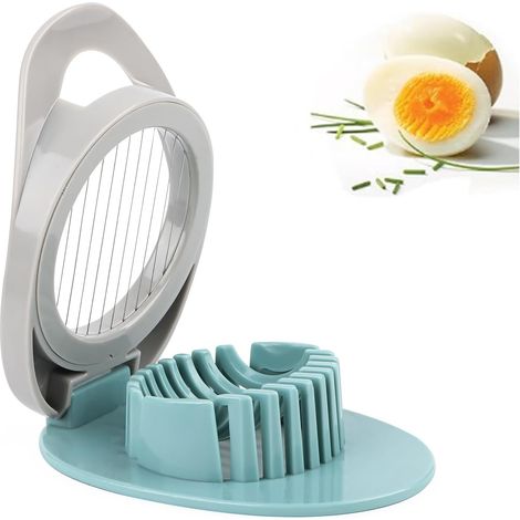 Sollbry Cortador de huevos de acero inoxidable, cortador de huevos de metal, cortador de huevos con rebanadas redondas y ovaladas, cortador de huevos duros, apto para lavavajillas para huevos, kiwi, f (1/5)