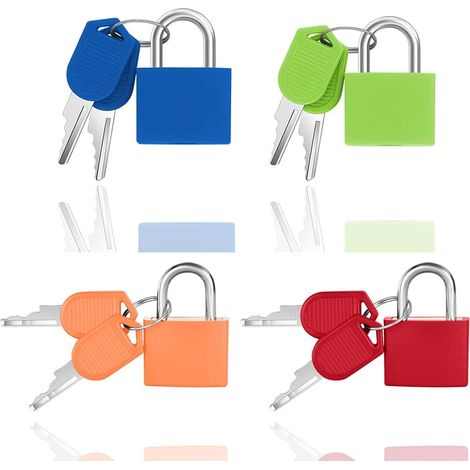 Lot de 4 mini cadenas avec clés, 33 mm pour valise, bagages, école, salle de sport, casiers pour ordinateur portable (4 couleurs) (1/5)