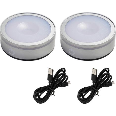 Socle lumineux LED pour objets en cristal avec commande tactile, 6 couleurs, double alimentation, argenté, 6,8 cm, lot de 2 (1/5)