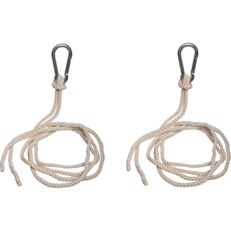 Hesperide – Kit de 2 cordes de fixation pour hamac – Cordes en polycoton 3m – Mousquetons en acier 10cm – Poids max 100kg