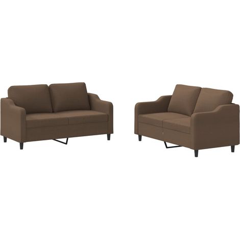 Maison Exclusive - Set di Divani 2 pz con Cuscini Marrone in Tessuto (1/5)