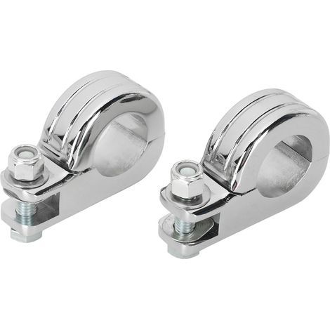 Réglette de fixation pour repose-pieds moto en aluminium - Kit de montage type P avec raccord adaptateur pour garde-moteur 32 mm (1 1/4") - argenté - 1 paire (1/5)