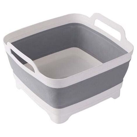 Évier pliable avec bouchon de vidange et poignées de transport, grande capacité de 9 L, pour camping-car, pour légumes, fruits, aliments et linge.
