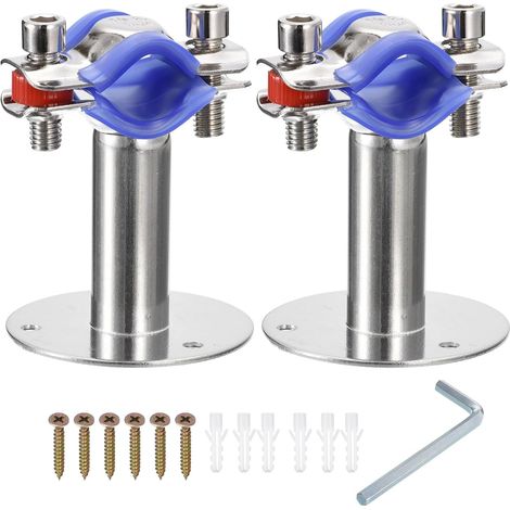 Supports de tuyauterie en acier inoxydable (lot 2) - Fixation murale ou plafond - Colliers serrage