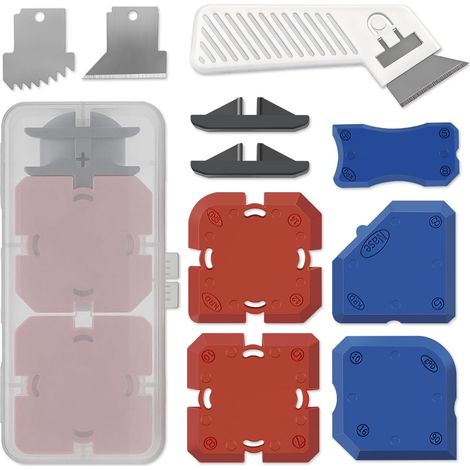 Kit professionale di 11 pezzi per sigillatura, strumenti di profilatura e finitura in silicone con estrattore per sigillante e guide per cucina, bagno, piastrelle, pavimento, finestra