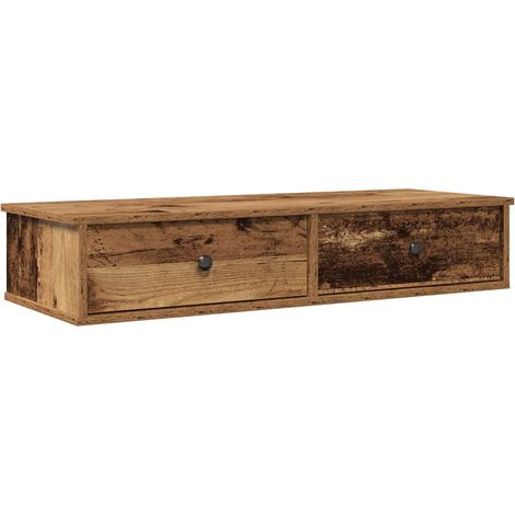 Maison Exclusive - Wandregal mit Schubladen Altholz-Optik 100x37,