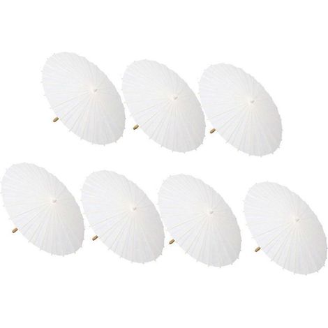 Lot de 7 parasols en papier, parapluies en bambou, 84 cm (33 pouces), parfaits comme cadeaux de mariage ou pour décorer un centre de table ou une fête prénuptiale. (1/5)