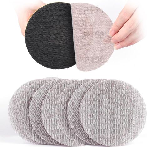 Treillis Feuilles Abrasive 125mm, 50 Pièces Papier a Poncer 150 Grains Abrasives Papier pour Ponceuse Vibrante Polir et Enlever La Rouille (1/5)