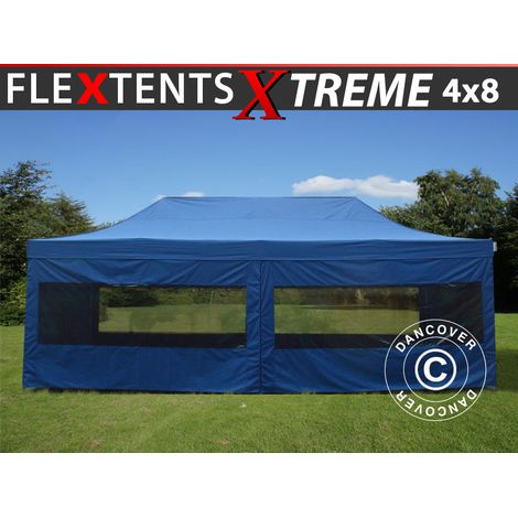Pop up gazebo FleXtents Xtreme 50 4x8 m Blue, incl. 6 sidewalls (1/2)
