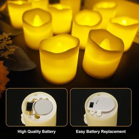 Bougie LED - Flamme Vacillante - 4 cm x 3,6 cm - Alimentée Par Batterie - Pour Décoration Intérieure Et Extérieure - Lot De 24 Pièces (1/5)