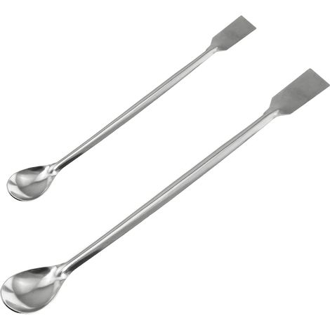 Set de 2 Spatules de bois, de Laboratoire en Acier Inoxydable, Double Conception de la Cuillère et d'une Pelle, 20 cm/30 cm