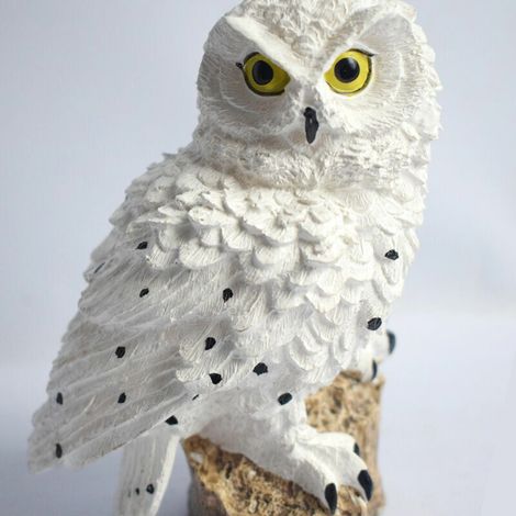 VURAHOME -Résine Hibou Ornement Simulé Hibou en Jardin Jardin Oiseaux Statue Sculpture Pelouse Scène Décoration Intérieure Extérieure Simulation Décoration Jardinage Paysage Blanc131322cm (1/3)