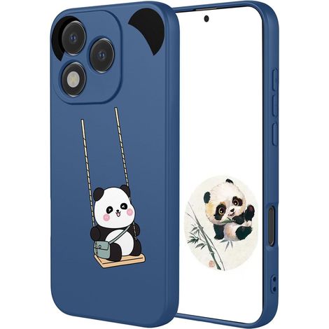 Coque Silicone Liquide pour Honor 400 Lite 5G, Très Mince Soyeux Douce TPU Bumper Antichoc Housse, Mignon Animé Imprimé Coeur Motif Fille Mode Étui - Panda (1/5)