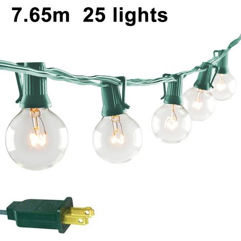 Guirlande lumineuse avec ampoules G40, idéale pour l'éclairage de terrasse, jardin, fête ou terrasse. Lumière chaude naturelle. Ampoules pour parasol suspendu, à suspendre à un parasol, pour une utili (1/5)