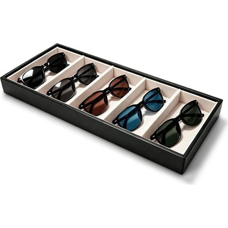 rangement lunettes, Boîte à lunettes,Boîtes de Rangement pour Lunettess, Organisateur de Bijoux à 5 Fentes en Velours,rangements lunette de soleil,Boîte de Rangements Lunettess (1/5)