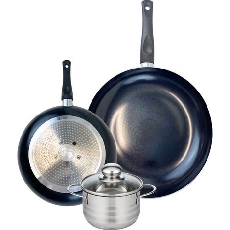 Ensemble de 2 Poêles de cuisson 24 et 32 cm et 1 faitout 14 cm Elo Prima Brillant (1/5)