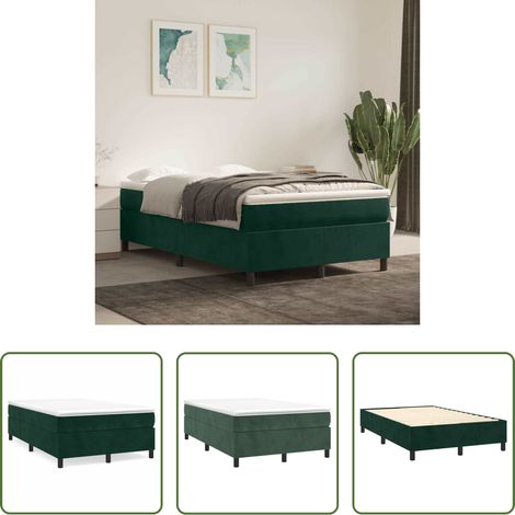 vidaXL Matelas - Cadre de lit à lattes vert foncé 120x200 cm velours (1/5)