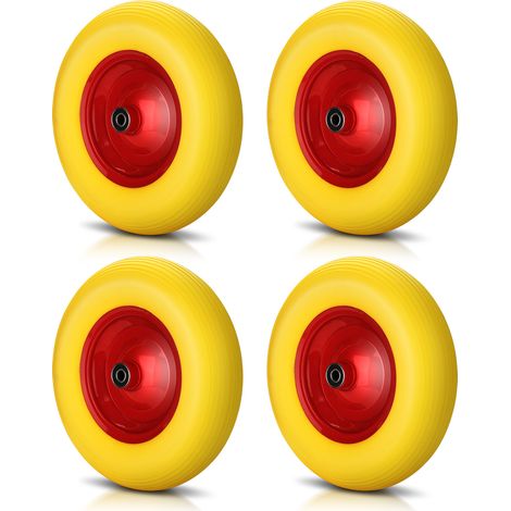 TolleTour 4x Ruota completa antiforatura 4. 80 / 4.00 - 8 per carrello a mano, in PU / poliuretano, profilo scanalato, portata massima 200 kg, per Carrello portacarrozze