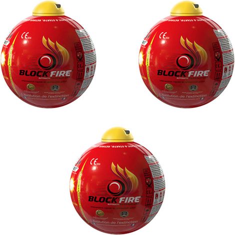 Lot de 3 boules extinctrices - Protection incendie - Intérieur extérieur - Sans entretien - 15 cm de diamètre