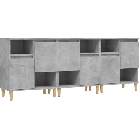 Credenza cassettiera mobile contenitore organizer cucina soggiorno salotti 3 pezzi 60 x 35 x 70 cm legno ingegnerizzato grigio 020037119