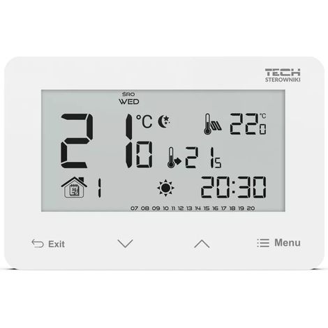 Termostato ambiente a due stati con alimentazione cablata a 230 V (pannello frontale in vetro) ST-293Z v3 bianco (1/5)