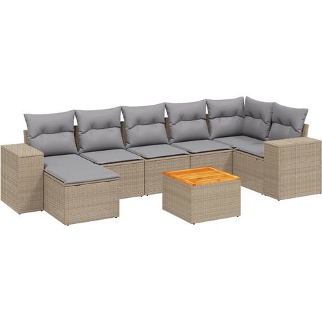 Maison Exclusive - Set Divano da Giardino 8 pz con Cuscini Beige in Polyrattan