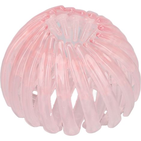 Pince à cheveux en forme de nid, pour femme et fille, élastique réglable, chignon, queue de cheval, accessoire capillaire, rose (1/5)
