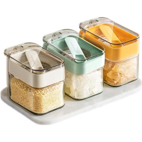 3-teiliges Gewürzglas-Set aus Glas 296 ml 10 oz mit Löffel staubfreiem Deckel und Griff zur Aufbewahrung von Salz und Zucker auf der vielseitig (1/5)