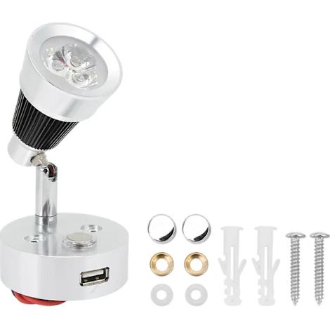 Lampe de lecture LED pour camping-car 10-30 V 3 W, orientable à 90° et réglable avec interrupteur, idéale pour chambre, cabine, camion, remorque, bateau, yacht, éclairage neutre (1/2)
