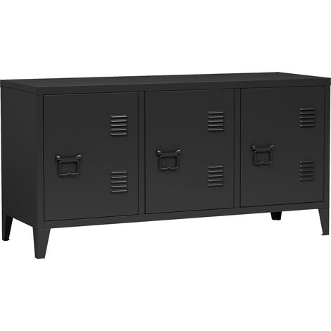 Mobile porta TV mensola per soggiorno con 3 ante 58 x 113 x 40 cm nero 030010070