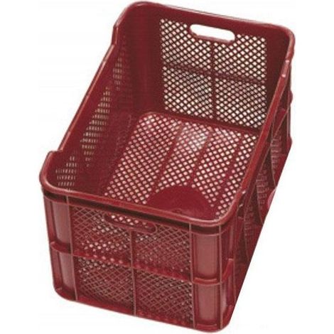 Stefanplast – Panier rectangulaire perforé 60x40x30 cm – Polyéthylène haute densité – Superposable avec poignées latérales – Fond et côtés perforés