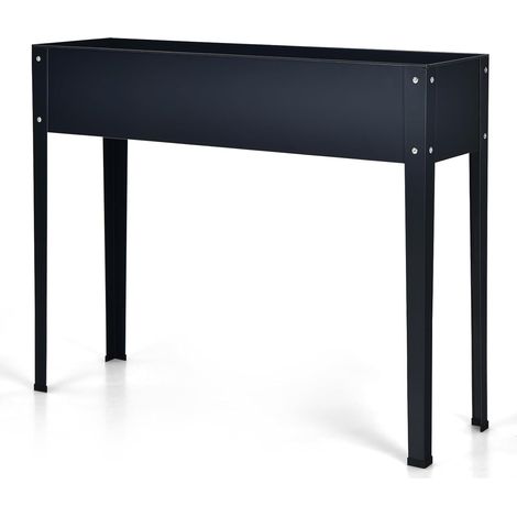 GOPLUS Jardinieres Exterieur Surélevée en Acier Galvanisé pour Légumesm, Herbes, Carré Potager sur Pieds avec 2 Trous de Drainage pour Balcon, Jardin, Terrasse, Gris (100 x 30 x 80CM) (1/3)