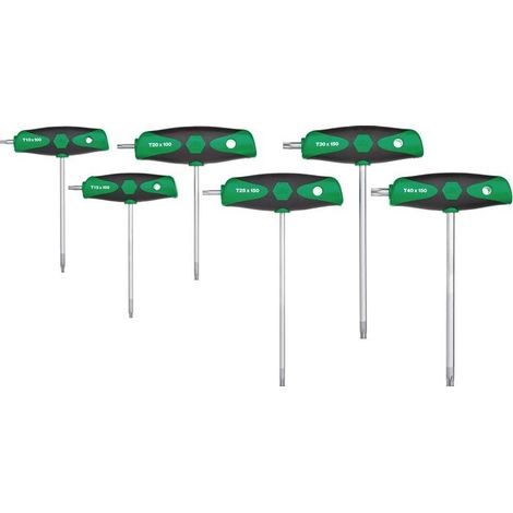 Juego de destornilladores con asas en cruz 364 DS T10-T40 con accionamiento lateral WIHA de 6 piezas (1/4)