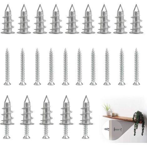 Kit de 25 Pcs Cheville Plaque de Platre en Alliage de Zinc Cheville à Expansion Placo avec 25 Vis Placoplatre Fixer Cheville Placo Universelle pour Mur Cloison Sèche Etagères Salles de Bain (1/5)