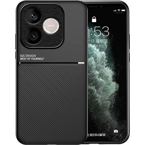 Coque pour Honor 600 Lite 5G, Grâce Exquis Mode Texture Doux Étui, Premium Très Mince Antichoc Antidérapante TPU + PU Bumper Silicone Housse. Noir (1/5)
