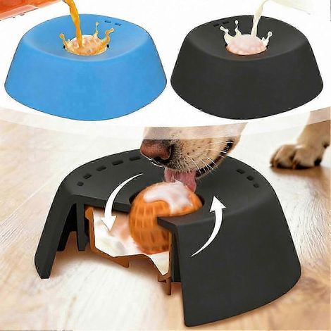 Slow Feeder Dog Bowl with Ball Toy for Liquid Treats, Anti-Slip Lick Mat for Broth and Yogurt
