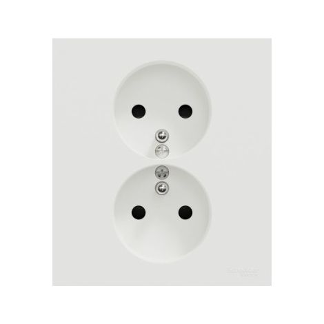 Presa doppia 2P+T con placchetta Odace installazione 1 posto Bianco gesso - SCHNEIDER - S921089 (1/4)