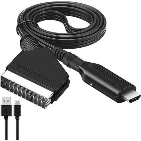 Adaptateur péritel vers HDMI, convertisseur péritel vers HDMI avec câble HDMI pour téléviseur Full HD 720p/1080p, audio vidéo pour lecteur DVD Blu-ray, décodeur, VHS, Xbox, PS3 (1/4)