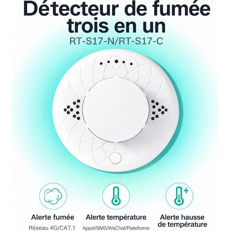 Détecteur de fumée connecté 4G pile lithium DC 3V 3 ans de données incluses 3 11,7 × 10,5 × 8 cm 300 g – Livraison gratuite (1/5)