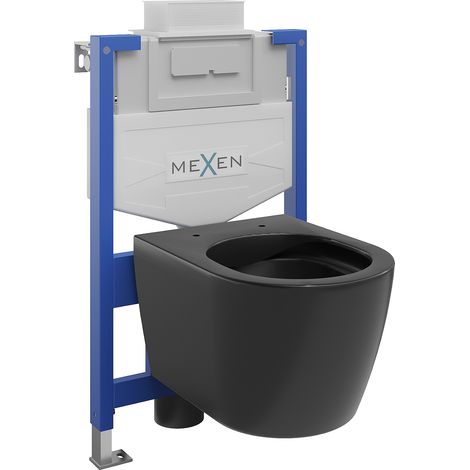 Mexen set WC ad incasso telaio Fenix XS-U con vaso WC Carmen, nero opaco - 6853388XX85 (1/3)