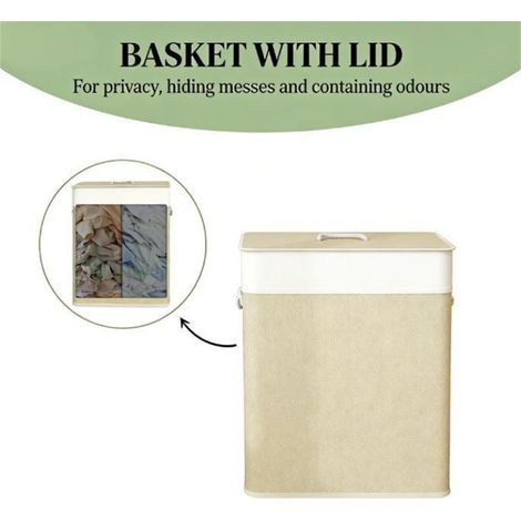 Panier à linge en bambou naturel, panier à linge écologique pour l'organisation de la chambre et de la salle de bain (1/5)