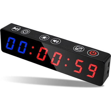 Grande horloge LED numérique surdimensionnée Minuterie d'affichage Anti-vertige, minuterie d'entraînement à intervalles personnalisée, horloge de Fitness, gymnastique, Yoga, poids, minuterie magnétiqu (1/5)